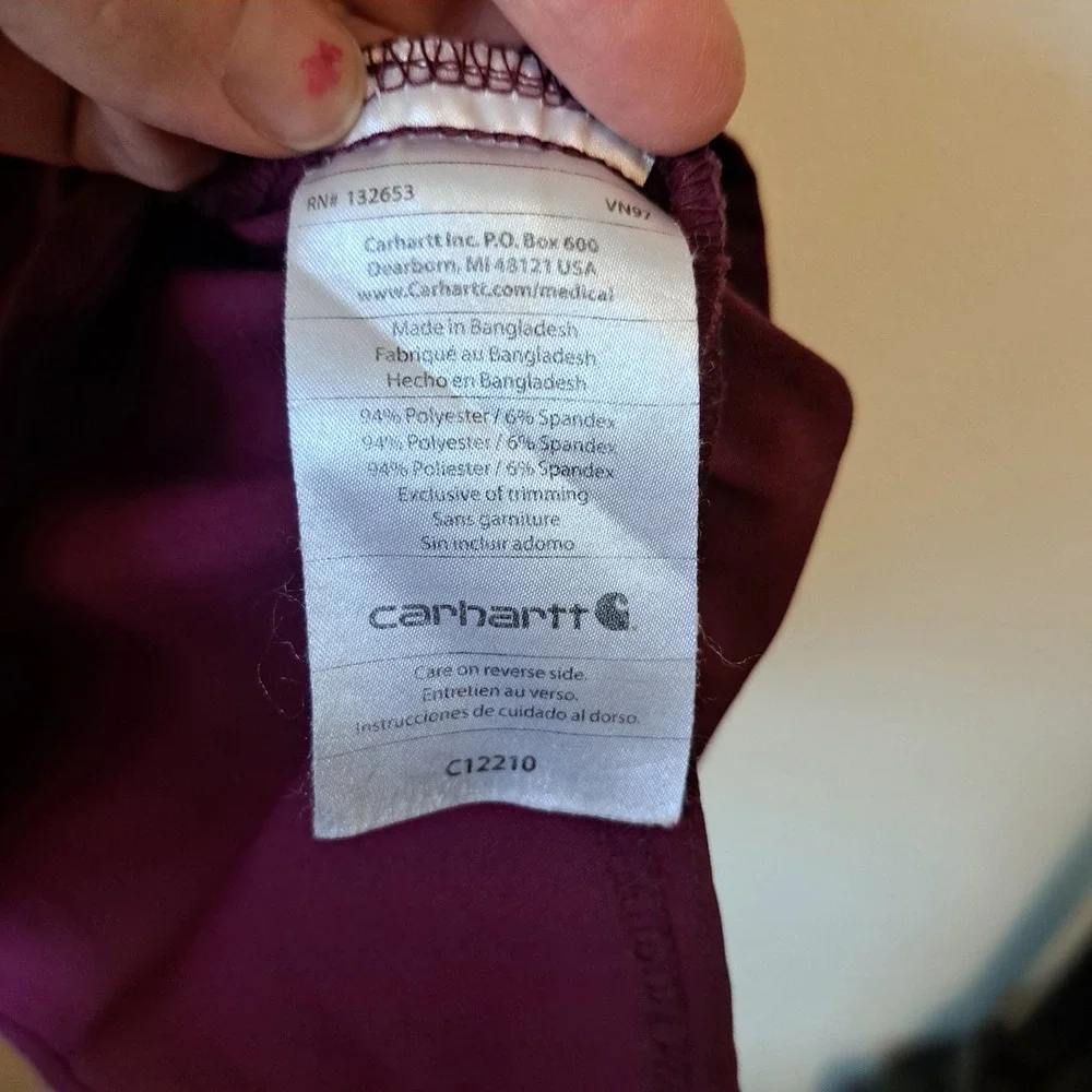 Carhartt Force Cross-Flex Scrub Set Burgundy Pink V-Neck Top Cargo Pants XL L